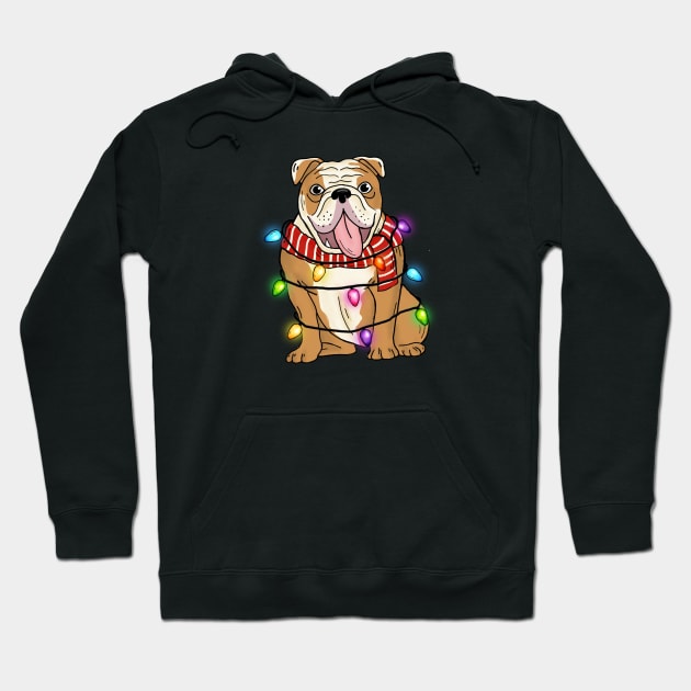 Bulldog Christmas Lights Hoodie by BadDesignCo